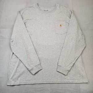 Carhartt Long Sleeve Pocket T-Shirt Men' 3XL Gray Loose Fit Heavyweight Dearborn